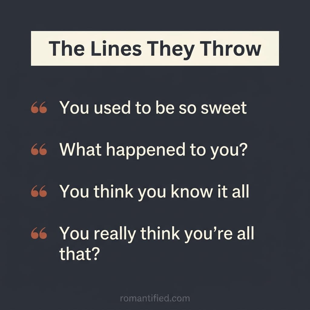 Grid of phrases a narcissistic parent says