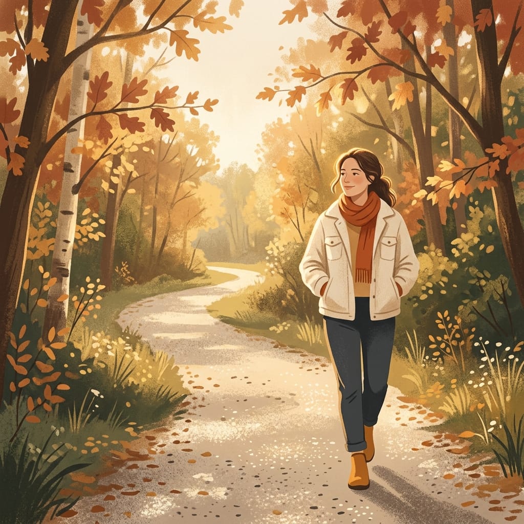 A woman enjoying quiet peaceful space on her own