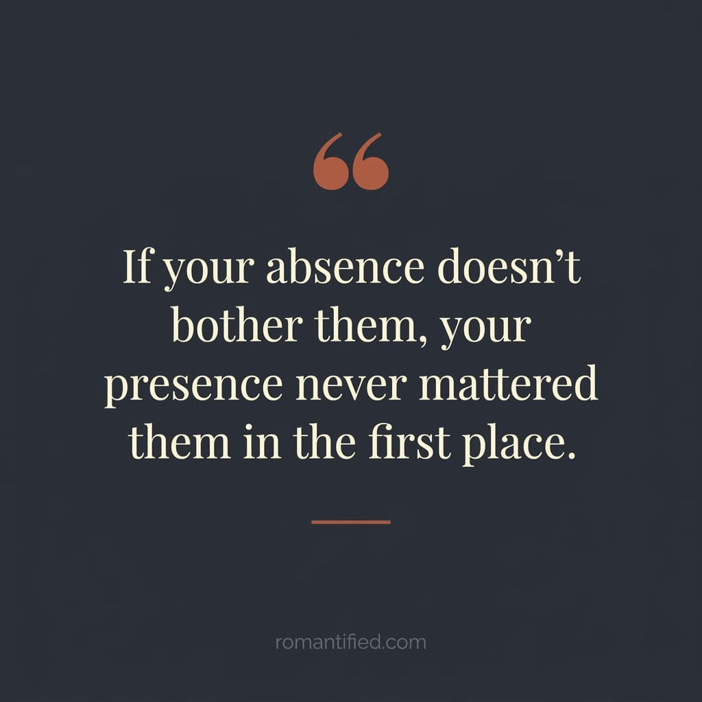 Quote card about absence and presence to a narcissist