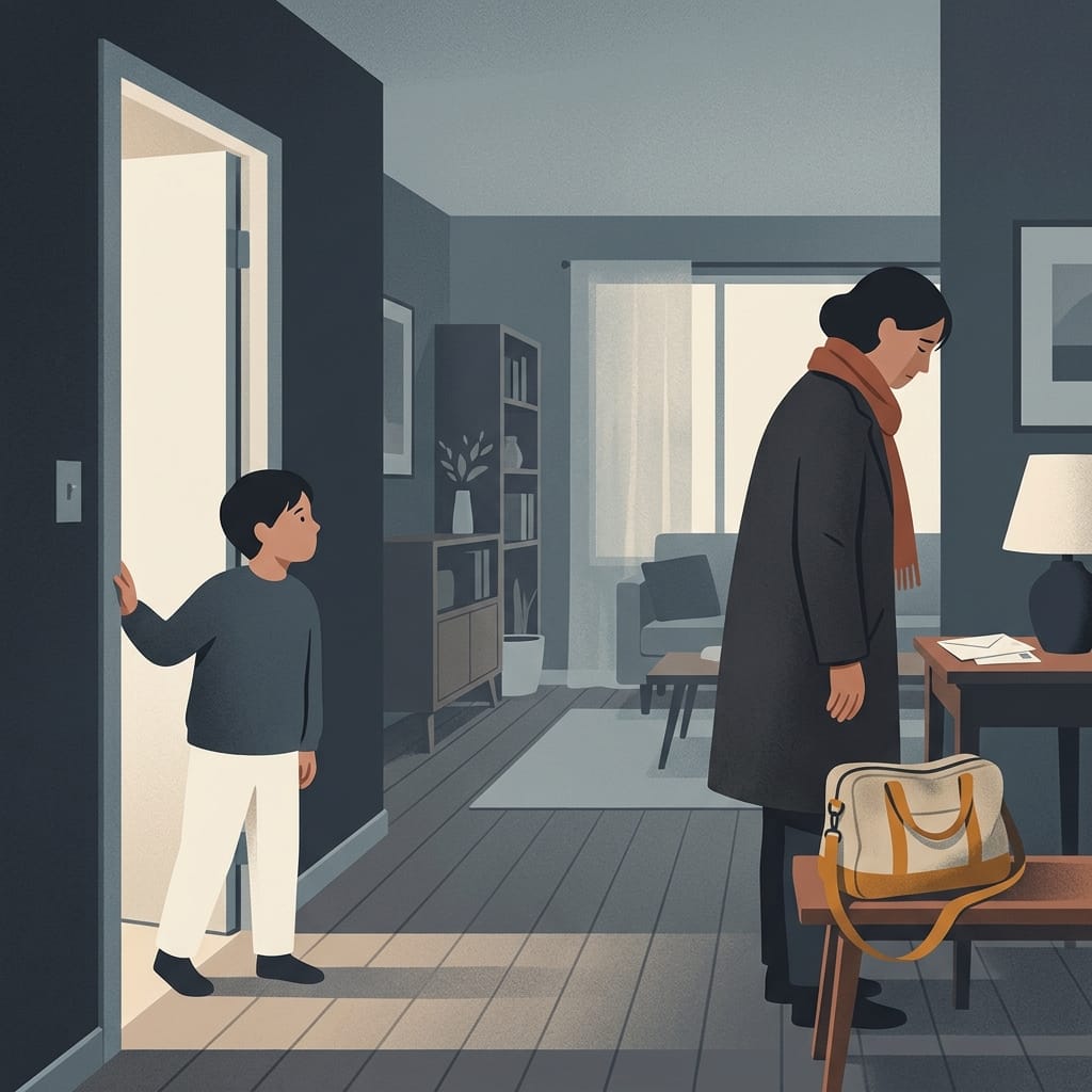 A child reading a parent's mood as they come home